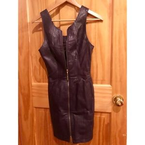 Purple leather zip up dress- Micheal Hoban